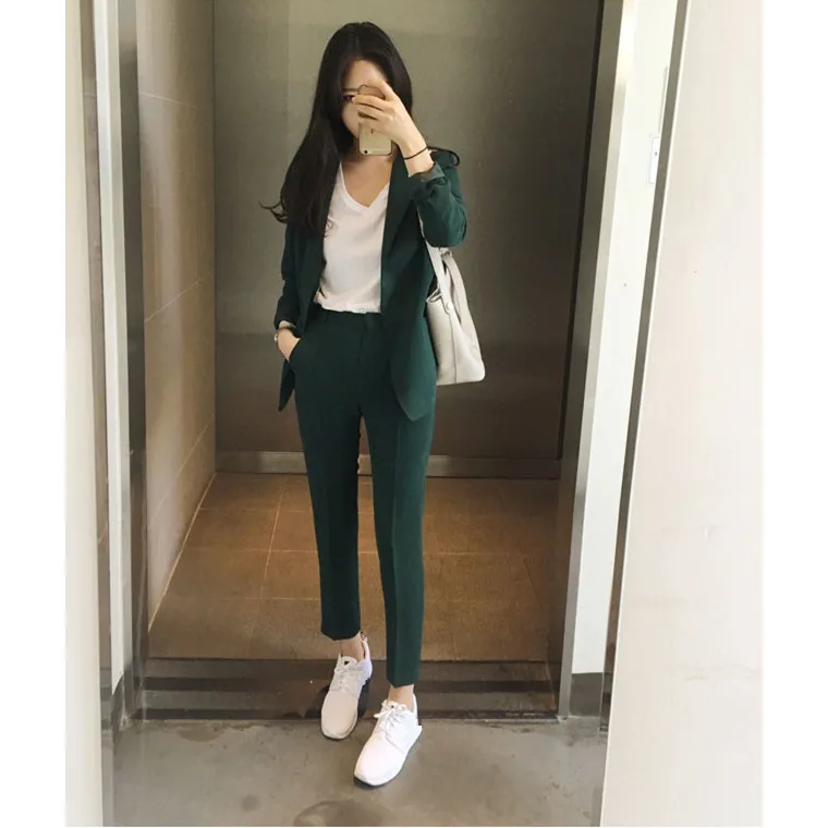 2019 Autumn Business Work Office Suit Women Slim Blazer and Pencil Pants Outfits Two Piece Set 2019 Autumn Business Work Office Suit Women Slim Blazer and Pencil Pants Outfits Two Piece Set