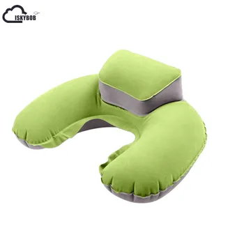 

2017 Portable Travel Inflatable Neck Pillow U Shape Blow Up Neck Cushion PVC Flocking Pillow for Flight Travel Accessories