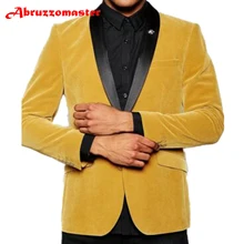 Abruzzomaster желтый Бархатный смокинг пальто мужской костюм бархатные свадебные костюмы куртка и черные брюки для выпускного вечера костюм жениха костюм