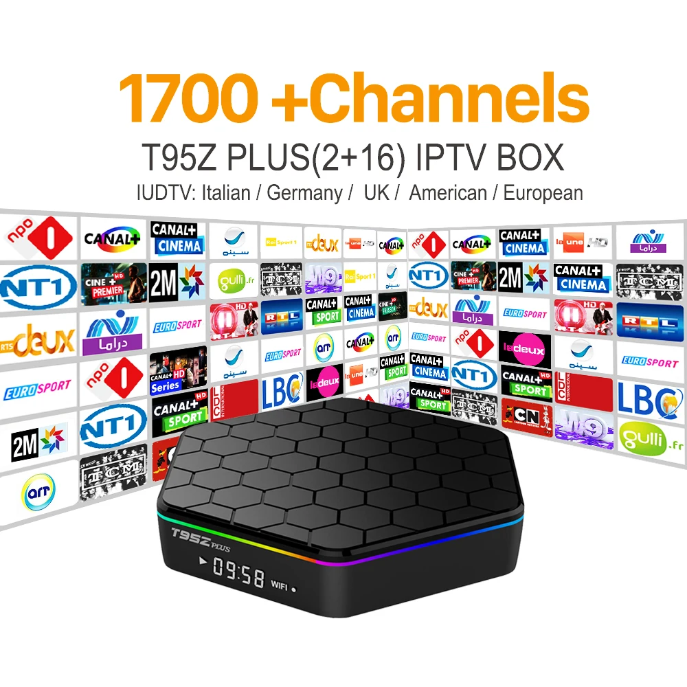 Octa Core Android Arabic IPTV BOX T95ZPLUS free1700 Europe Arabic IPTV Channels S912 2GB/16GB TV Box WIFI H265 Media Player