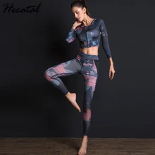 Женский спортивный комплект для фитнеса, йоги, бега, спортзала, спортивный бюстгальтер, топы, леггинсы, высокая эластичность, костюмы для йоги, быстросохнущие комплекты для йоги с принтом