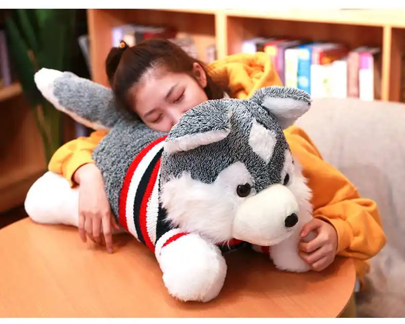 Dorimytrader New Hot Husky Plush Toy Giant Soft Cute Dog Doll Pillow for Girl Children Gift Sofa Deco 35inch 90cm DY50671 (12)