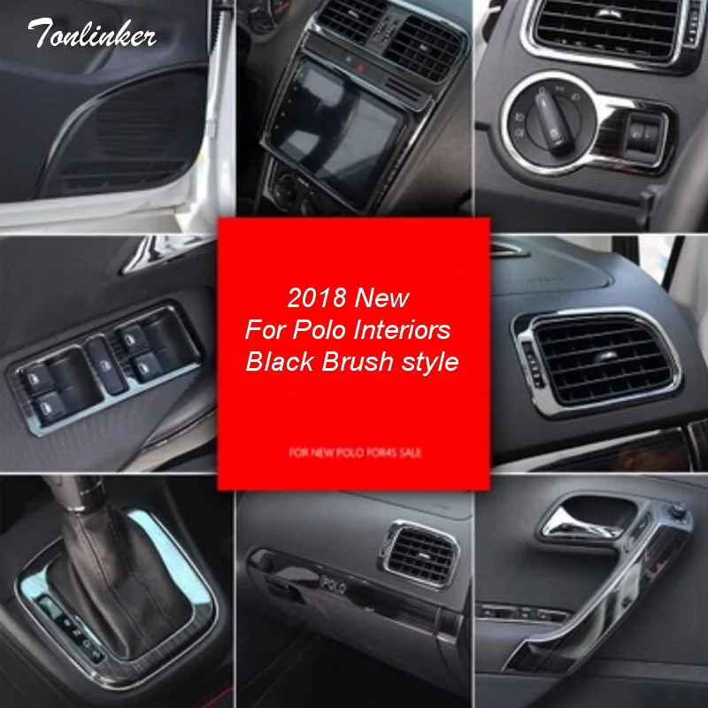 

Tonlinker Cover Stickers for VW Volkswagen Polo 2011-17 Car Styling 1/4PCS Stainless steel Interior Mouldings Cover Case sticker