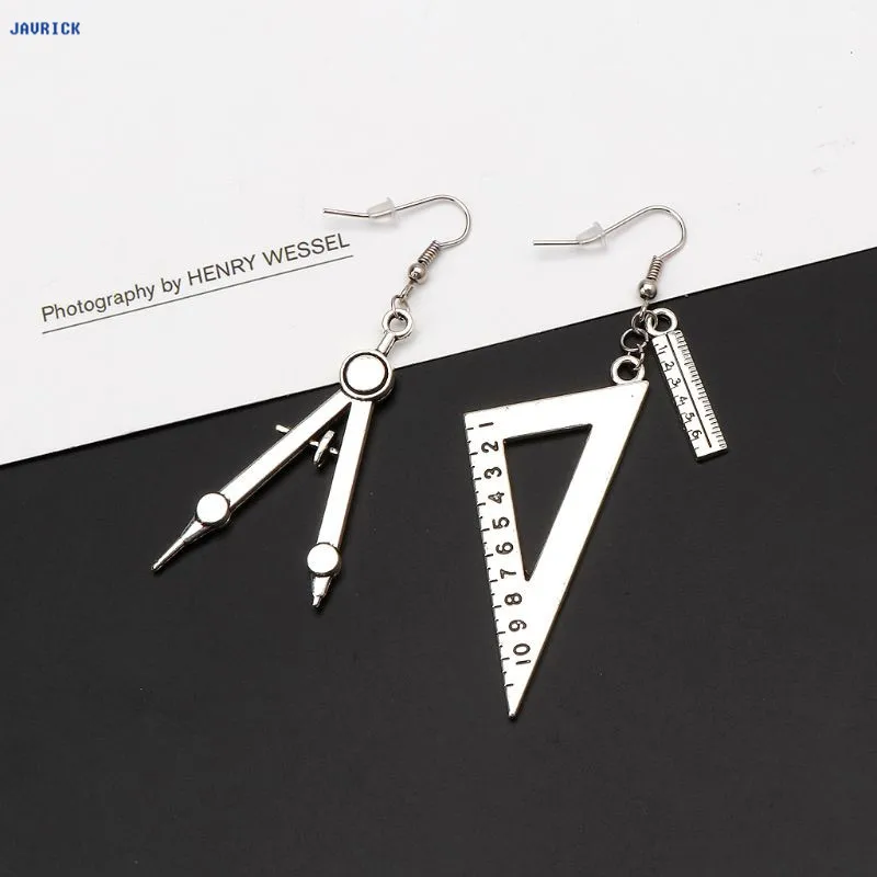 JAVRICK Harajuku стиль Ложка Вилка треугольная линейка асимметричные серьги антикварные серебряные ювелирные изделия изысканные серьги