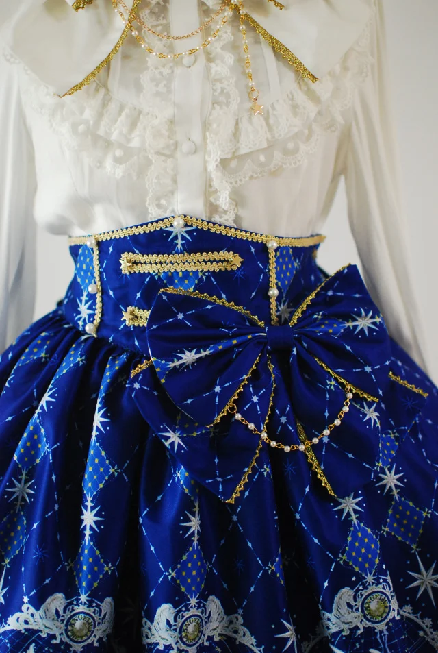 Новинка, милые Лолита Небесно облегающая бюст юбка с голубым принтом для модного костюма на вечеринку ALT33