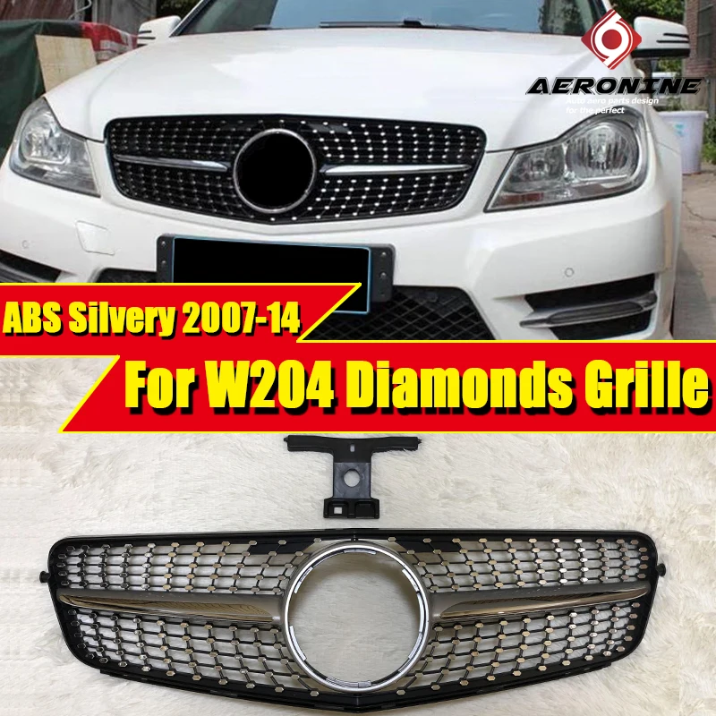 W204 Алмазная решетка гриль спортивный A45amg внешний вид ABS Серебряный C Класс C180 C200