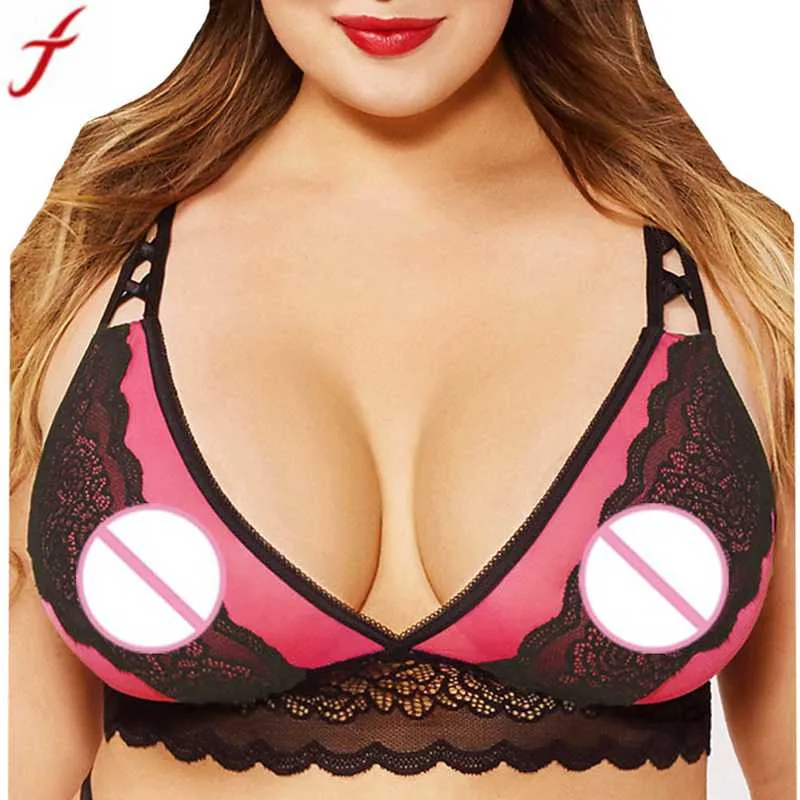Summer Women Sheer Lace Bralette Bra Plus Size Bra Lace Brassiere Top Wirefree Sexy Lingerie Sleepwear Large size Bras#25