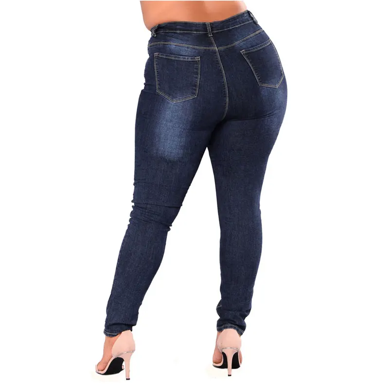 HEE GRAND/женские джинсы 2018 плюс Размеры 2XL-7XL Твердые карманы джинсовые узкие брюки Высокая талия стрейч тощий промывают брюки WKN614