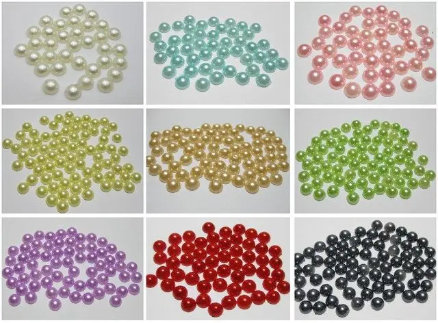 Chenkou Craft Half Round Flatback Pearls Bead perline gemma Half Ball/Bright Color 