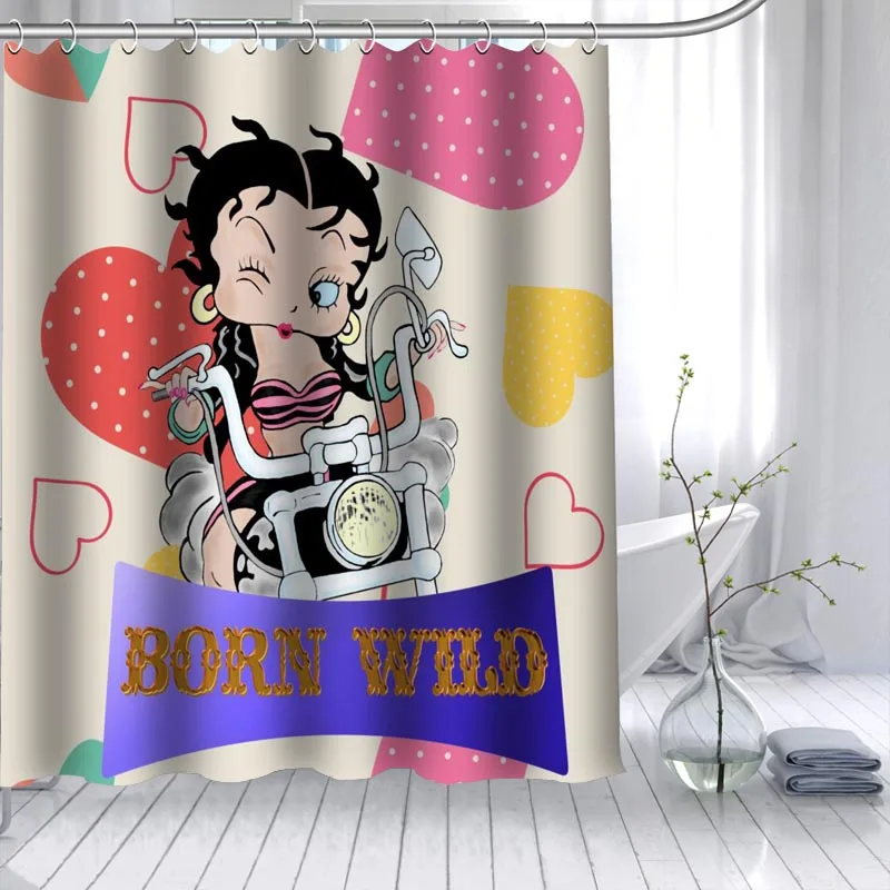 ShunQian Betty Boop горячая Распродажа душ Шторы полиэстер ткань 12 Крючки для Ванная