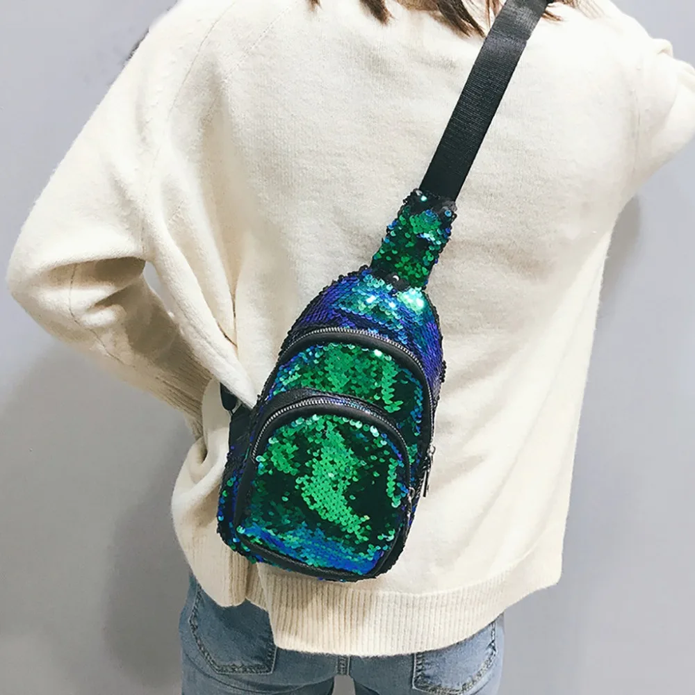 Fanny Pack Multi-function Fashion Mermaid Sequin Bag Reflective Laser Shoulder Bag Women's Belt Waist Bag Bum Pochete#40