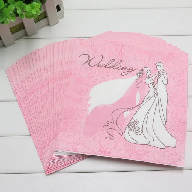 Bridegroom Bride Hold Wedding Printing Paper Napkins Happy Birthday