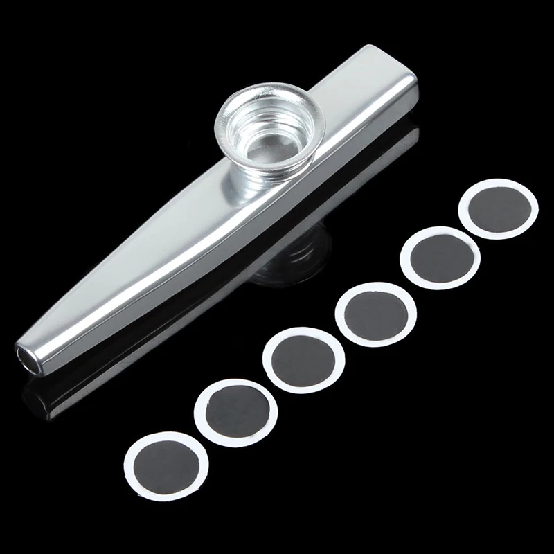 Hot 1Pc Firm Aluminum Metal Kazoo Harmonica Mouth Flute Kids Party Gift for Guitar Ukulele Accompaniment Gold Silver Color