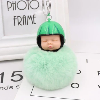 

10pcs/lot Party Favors Baby Shower Wedding Souvenir Sleeping Baby With Helmet Keychains Gift For Birthday Party Guest Giveaways