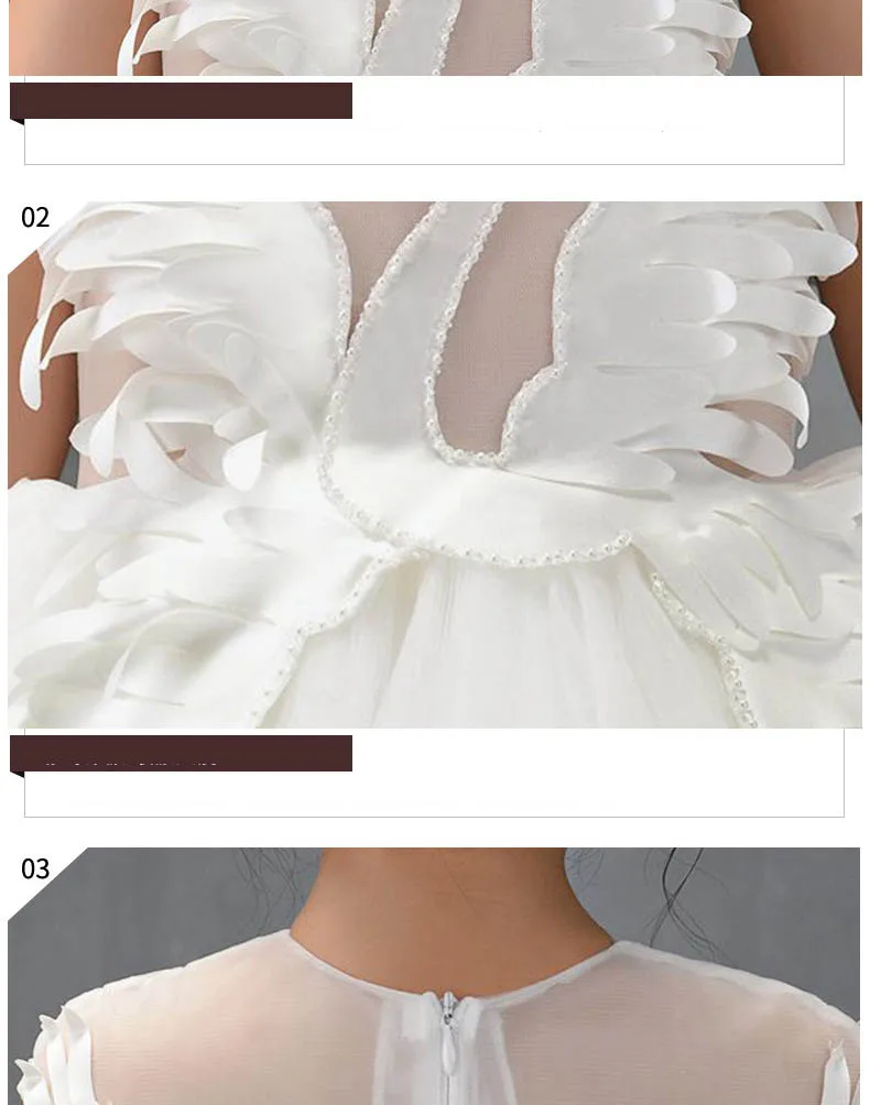 Асимметричные Свадебные платья с аппликацией для девочек; детское вечернее платье принцессы для дня рождения; Сетчатое платье для причастия с лебедем и бисером; M86