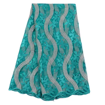 

embroidery African tulle lace French lace fabric with stones Fashion design guipure net material for making dress