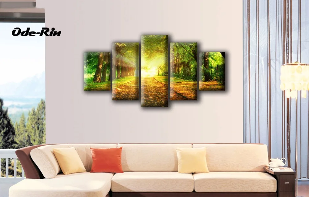 Ode Rin 5 piece canvas art no frame wall art diy oil painting landscape