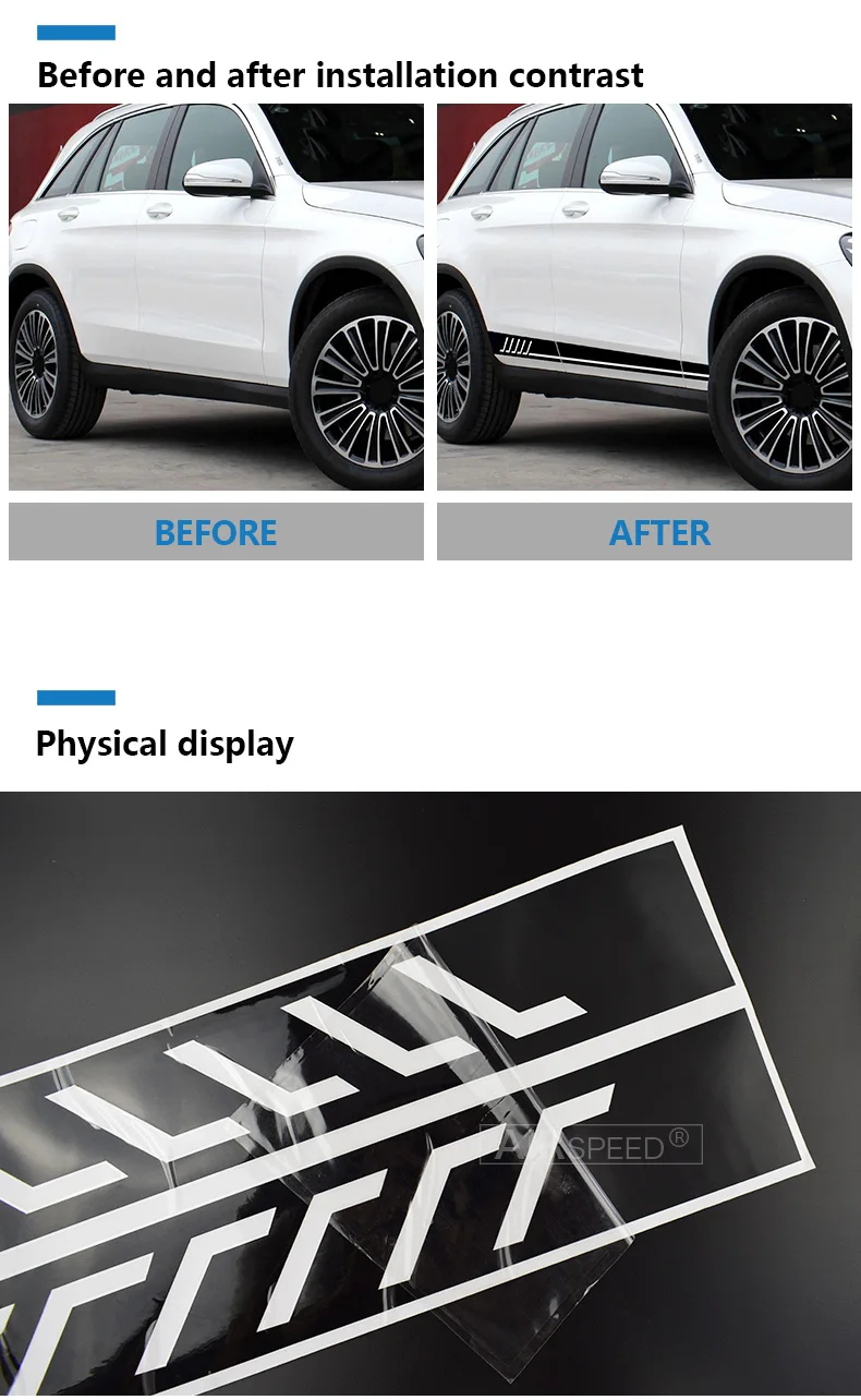  Side Skirt Racing Stripes Vinyl Decals Stickers for Mercedes Benz S204 W204 Coupe C63 AMG C180 C200 C230 C280 C300 C320 (4)