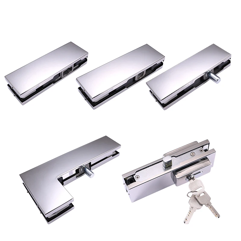 Durable Frameless Glass Clamps Stainless Steel Floor Spring Sliding