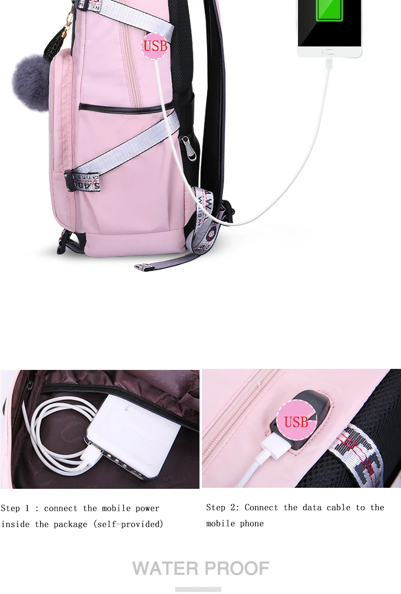 Рюкзак для студентов средней школы, сумка для девочек, сумка на плечо, Женский Большой Вместительный рюкзак, Корейская водонепроницаемая сумка для ноутбука