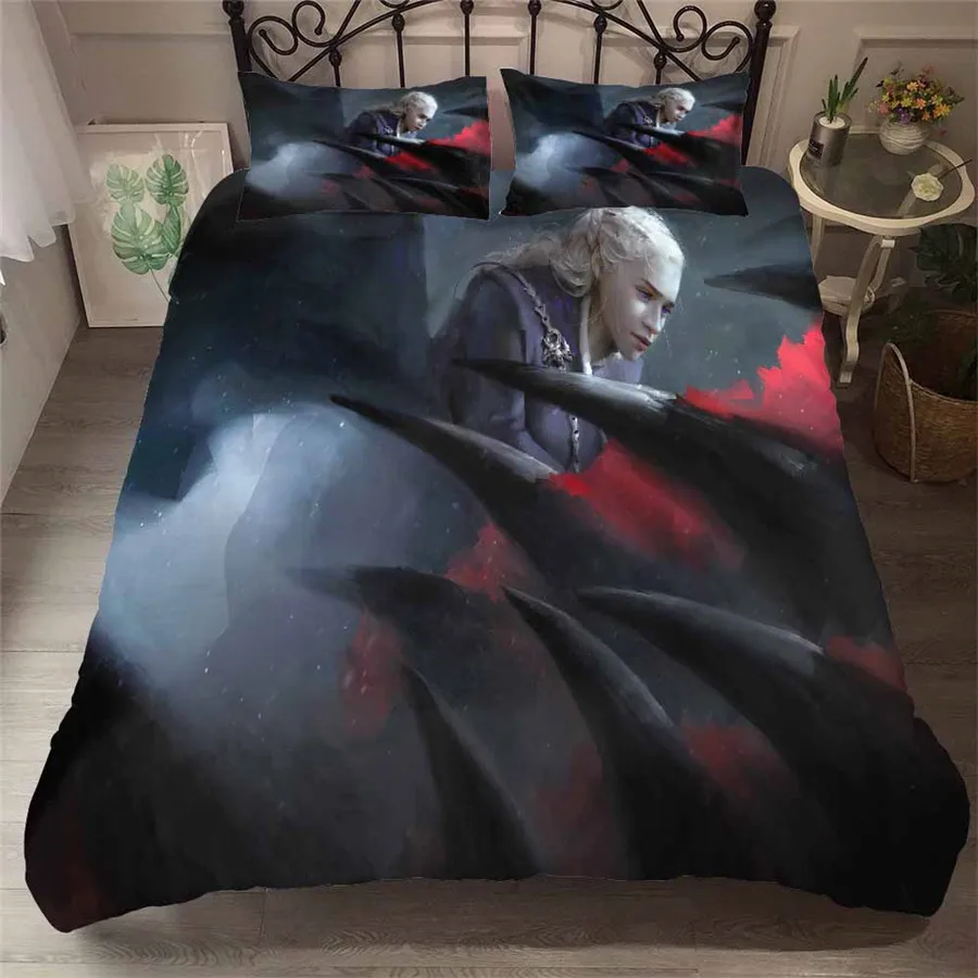 

A Bedding Set 3D Printed Duvet Cover Bed Set Game of Thrones Home Textiles for Adults Bedclothes with Pillowcase #GOT10