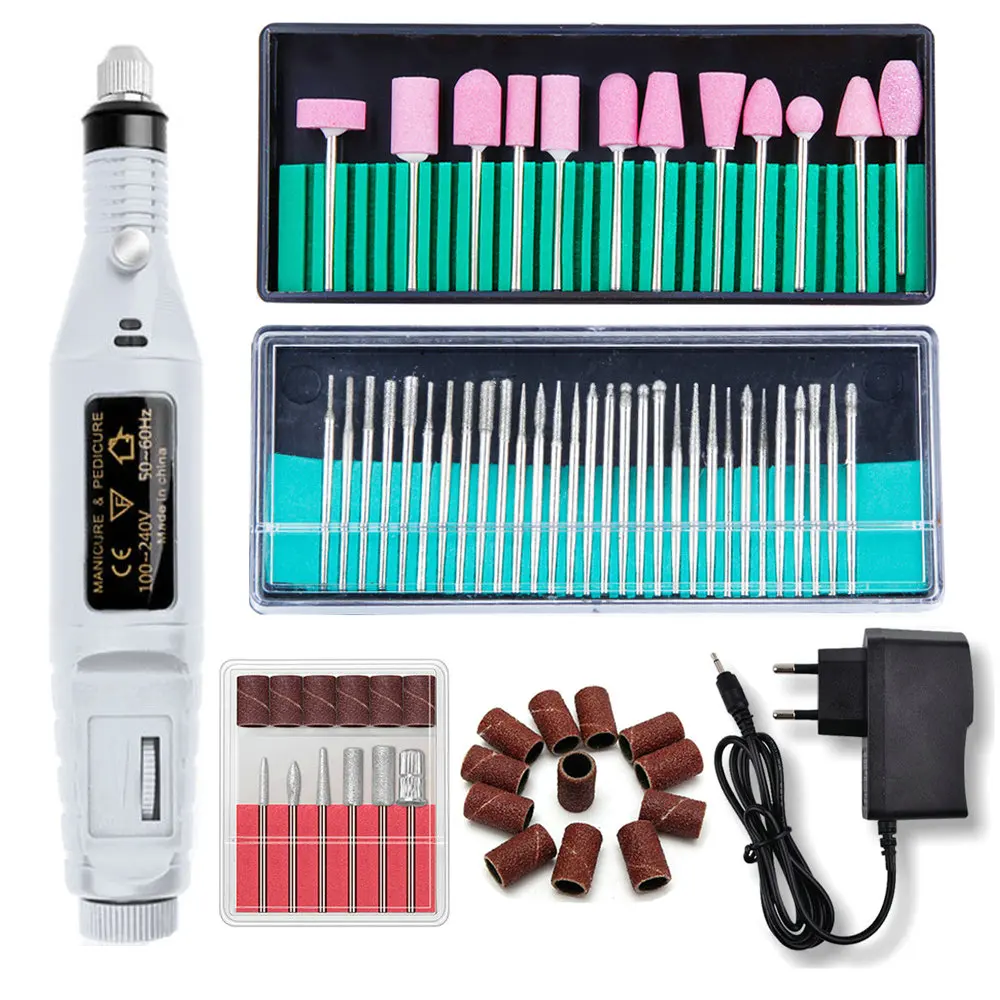 Billig Elektrische Nagel Bohren Maniküre Maschine Fräsen Bohrer Bits Nail art Schleif Datei Werkzeuge Gel Entferner 48 stücke Cutter Pediküre Gerät