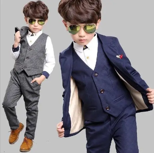 

2-12T New 3Pcs Boys Solid Wedding Suit England Style Gentle Boys Formal Tuxedos Suit Kids Spring Clothing Set KS-1617