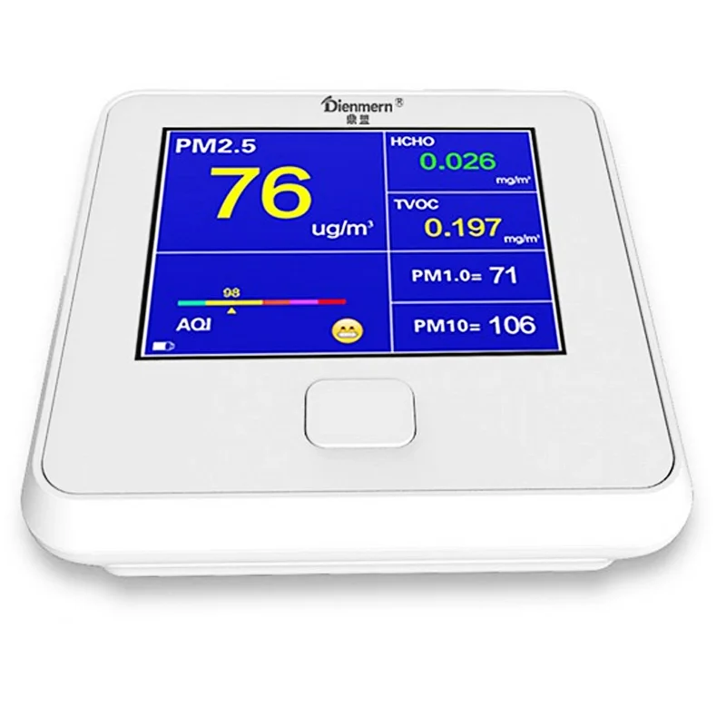 

Digital AQI Air Quality Monitor TVOC HCHO PM1.0 PM2.5 PM10 Temperature Humidity Meter Gas Analyzer Household Detector USB Charge