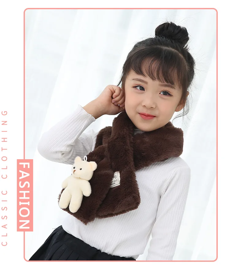  Rabbit Hair Scarf Cute Bear Doll Cross Scarf New Fashion 2018 Autumn And Winter Outdoor Wild Warm Solid Color Scarf GCG66 (12)