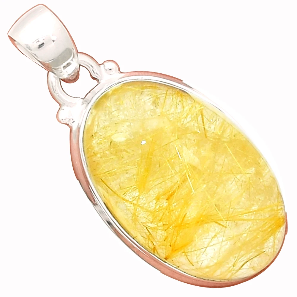 

Nature Golden Rutile Pendant 925 Sterling Silver, 38 mm, AP3197