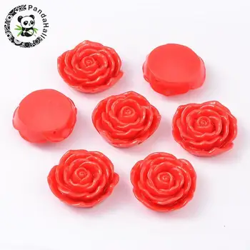

Cheap Valentines Day Gift Ideas Resin Beads, Flower Rose, Red, 45x18mm, Hole: 1.5mm