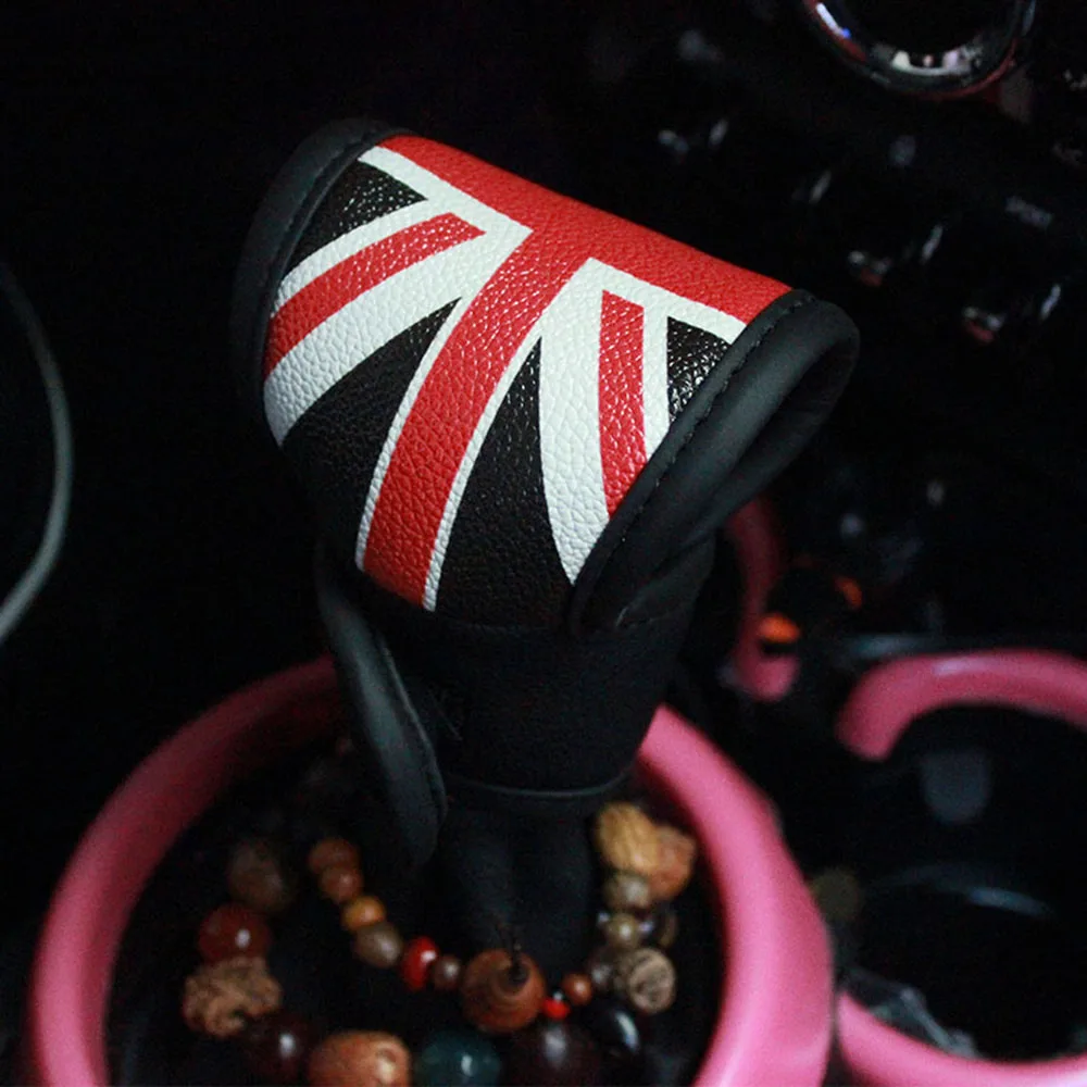 Кожаный чехол Union Jack для салона автомобиля, ручка переключения передач, чехол, декор для Mini Cooper JCW F60 F56 F55 R55 R56 R60, Стайлинг автомобиля - Название цвета: Red Black Union Jack