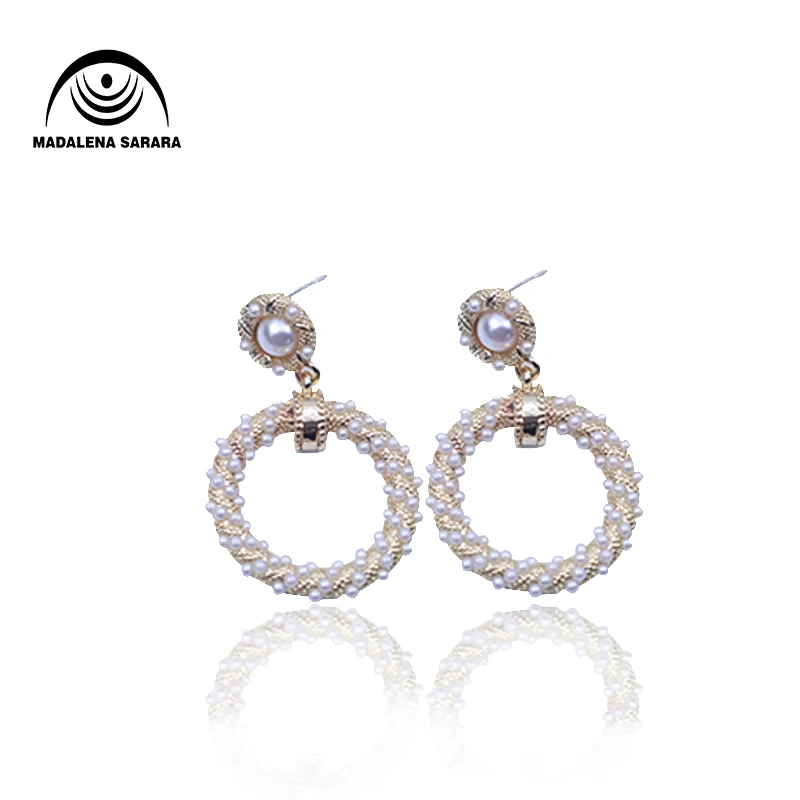 

MADALENA SARARA pearl sterling silver S925 fashion style earrings two colors optional