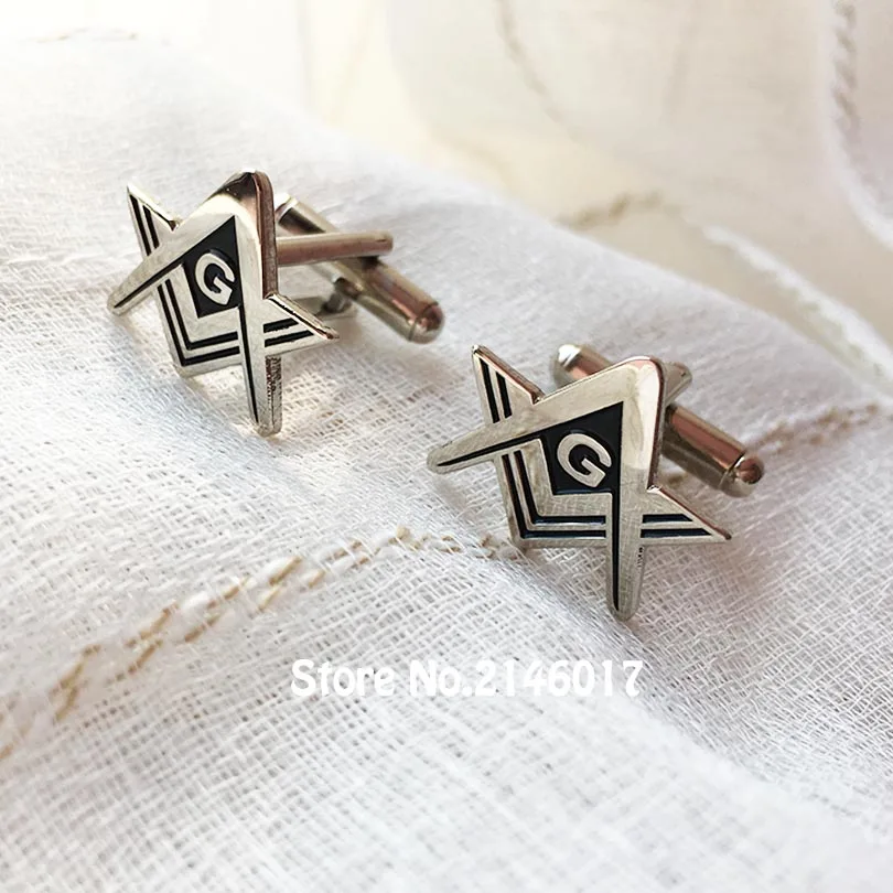 Elegant Masonic Black and White Checkered Rug Floor Cufflinks