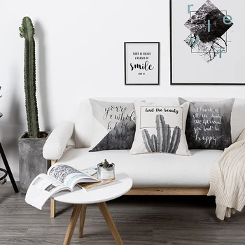 

Nordic style Watercolor plant gray pattern Cushion cover for Pillow/cushion Cotton and linen materials without pillow inner