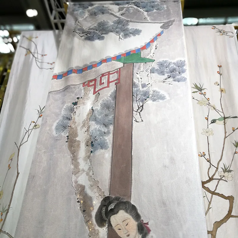 Beste Custom Chinese Stijl Handgeschilderde Gaas Hoogwaardige Schermen Gordijnen Gordijn Muren Ondersteuning ukiyo e Custom voor Slaapkamer Woonkamer