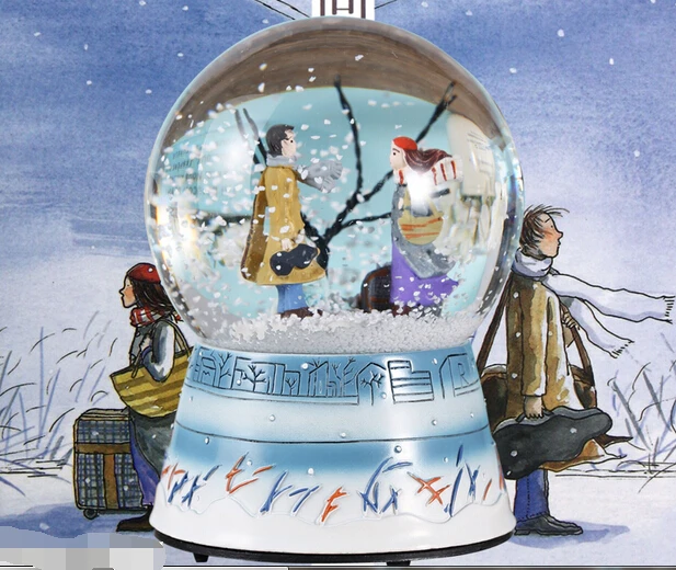 

Cute snowflake crystal ball rotating music box