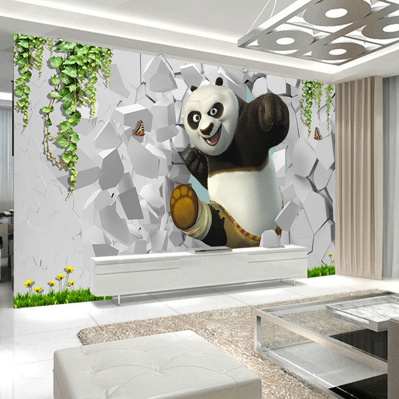 

JiaSheMeiJu Mural Wallpaper Papel De Parede 3D Cartoon Animal Kung Fu Panda Children's Room Wall Paper Mural 3D Kid's Room Decor