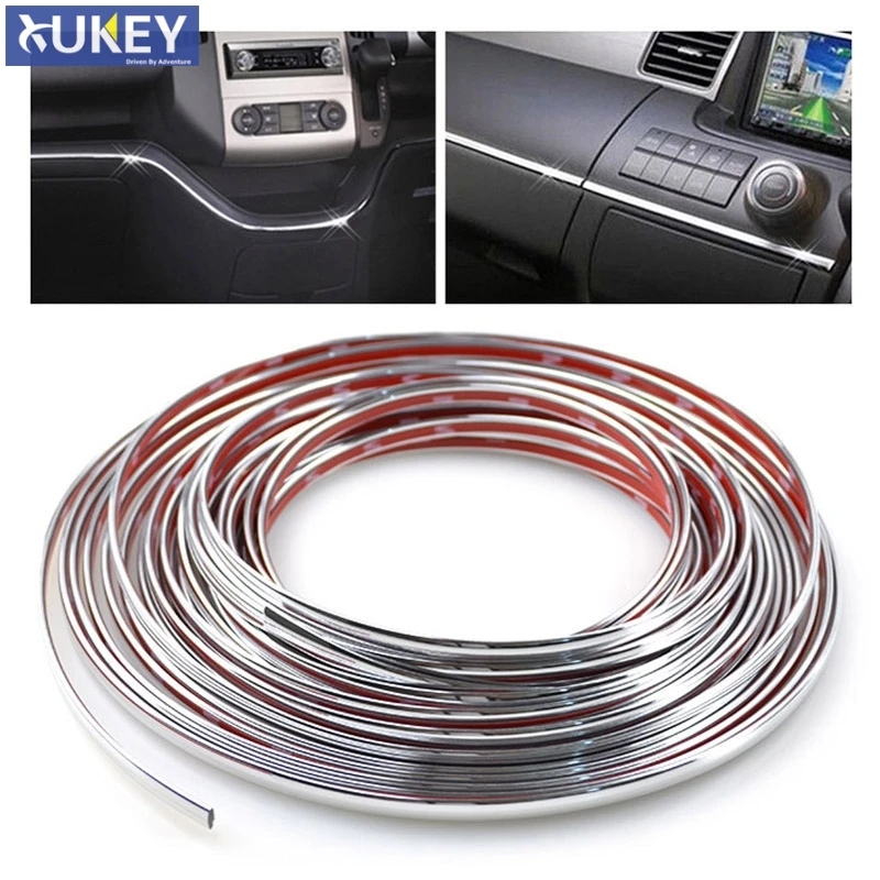 6M Car Chrome Auto Interior Decorative Strip Trim Inner Moulding Dashboard Glove Box Cover
