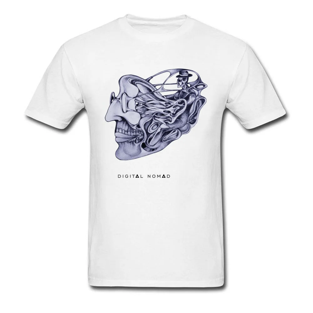 Brand DigitalnomadCoder Summer T-shirts O-Neck 100% Cotton Men Tops Tees Short Sleeve NEW YEAR DAY Summer Tee Shirt DigitalnomadCoder white