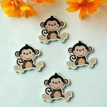 

20/50PCS Bulk Cute Monkey Wooden Decorative Buttons For Crafts 2 Holes Sewing Scrapbooking Accessories Botoes Artesanato Botones