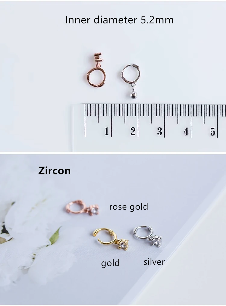 925 sterling silver earring simple cross star heart-shaped ball small zircon ear bone ear buckle fashion wild girl ear jewelry 3