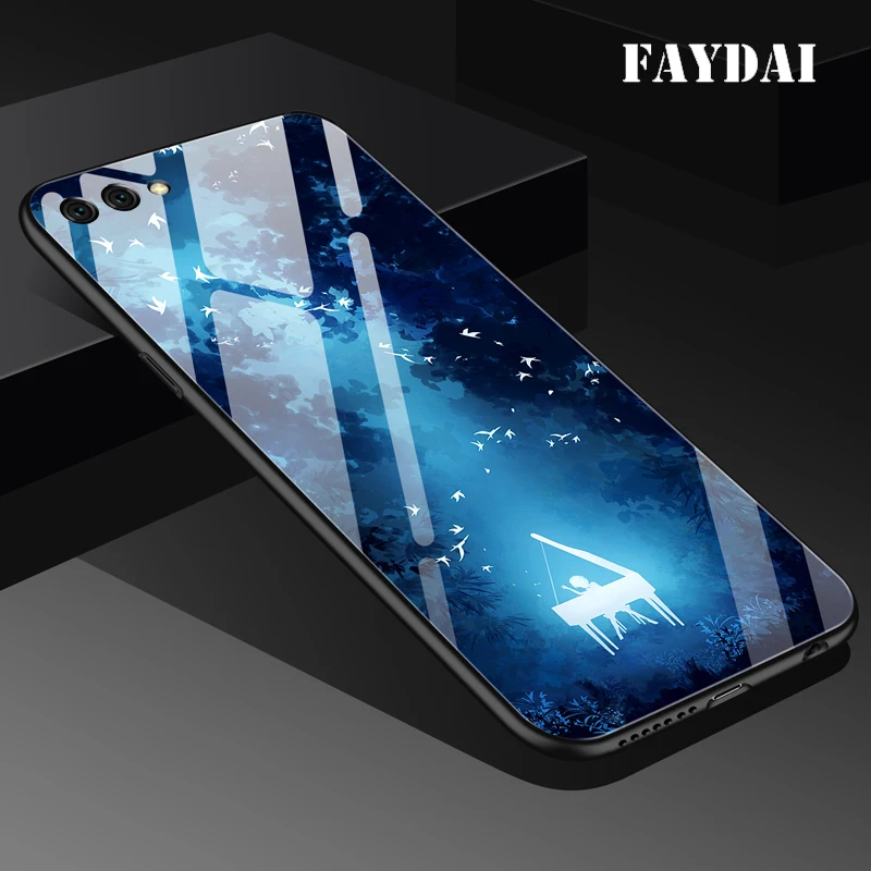 FAYDAI For Huawei Nova 2S Tempered Glass Case TPU Silicone Flower Pattern Phone Cases Cover Coque Fundas |