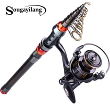 Sougayilang 1,8 м-3,6 м углеродная телескопическая удочка с спиннингом набор соленой воды пресноводные Наборы рыболовные снасти Pesca