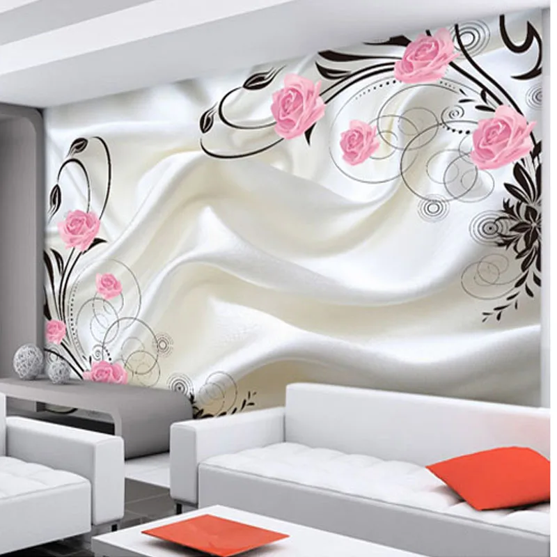 Индивидуальные размеры Современные шелковые обои 3D цветы Настенная Ткань Гостиная ТВ спальня фон настенное покрытие домашний декор Фреска