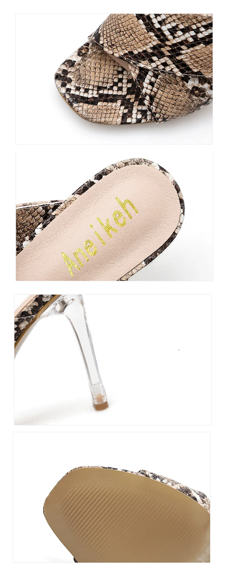 Aneikeh/Летняя обувь большого размера размеры 41, 42, босоножки на высоком каблуке-шпильке женская обувь открытый носок, каблук из плексигласа, туфли-лодочки леопардовой расцветки