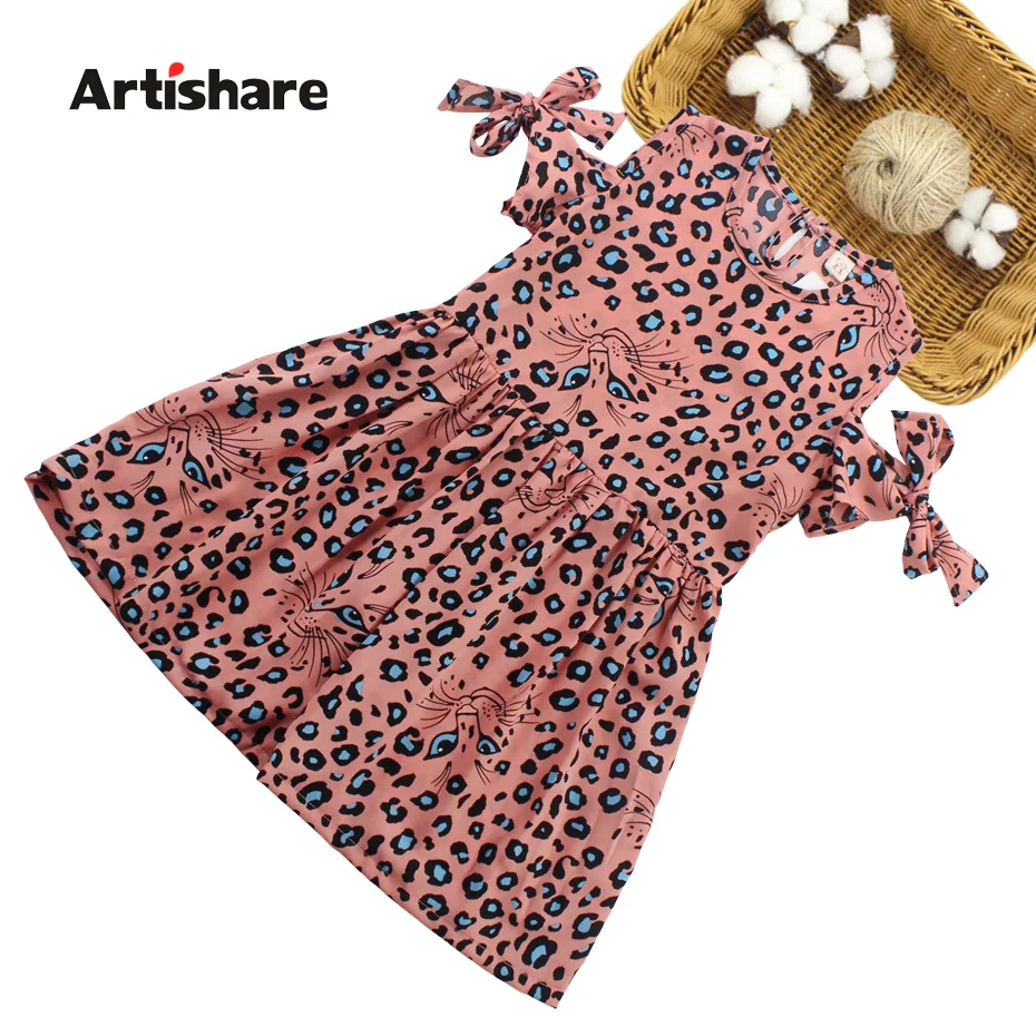 

Dresses For Girls Leopard Print Kids Dress Off Shoulder Children Party Dress Teenage Kids Clothes Girls 6 8 10 12 13 14 Year