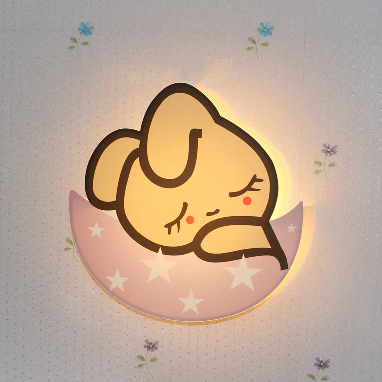 Дешево Светодиодный настенный светильник в современном стиле для детей, прикроватный светильник в виде розового кролика, 90 260 В, оригинальный свет...