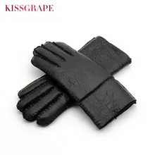 Brand New Winter Women's Warm Leather Gloves Lady Genuine Sheep Fur Wool Gloves Girls Thick Thermal Mittens Gruantes Hand Sewn