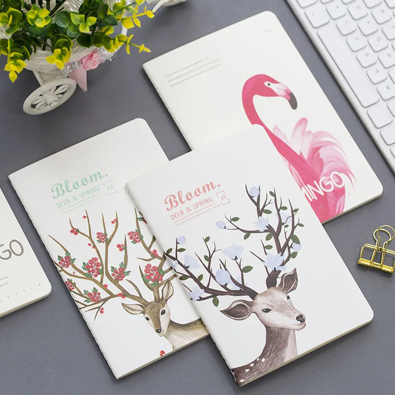

Cute Kawaii Flamingo Notebook Cartoon Elk Diary Planner Notepad for Kids Gift Korean Student Office School Stationery Supplies